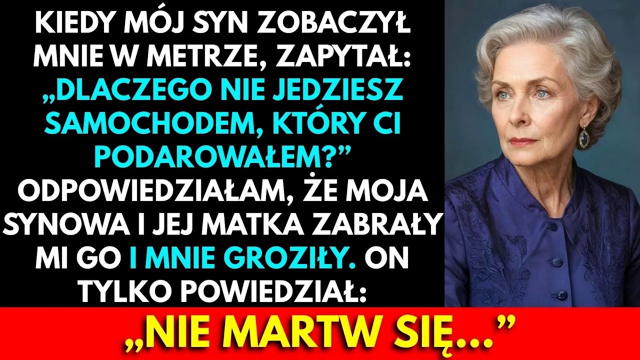 „Dlaczego przyjeżdżasz metrem, mamo? A gdzie twój samochód?” – to pytanie mojego wnuka Leosia uderzyło mnie prosto w serce, gdy stałam w zatłoczonym wagonie, ściskając w jednej ręce zimną metalową...