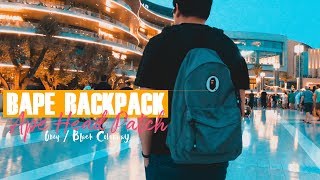 Bape happy new year ape head patch backpack grey Clearance