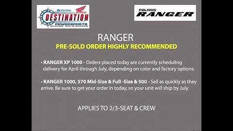 Polaris Pre-Sold Order - The new way to secure your next NEW Polaris.
