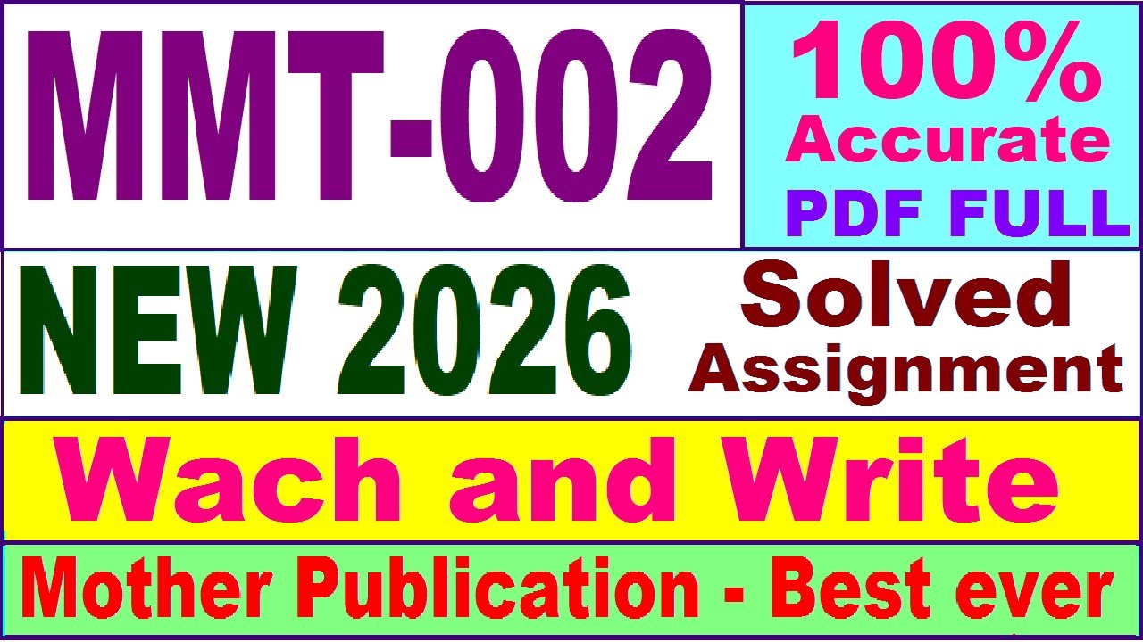 MMT 002 solved assignment 2026 in English || mmt 002 solved assignment 2026 || ignou mmt2