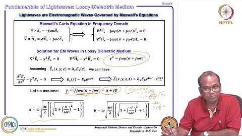 Fundamentals of Lightwaves: EM Waves: Wave Propagation in Lossy Dielectric Medium