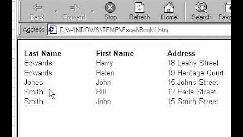 Microsoft Office Excel 2000 Web Page Preview