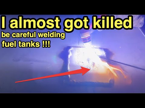 Almost SETTING MYSELF ON FIRE ! while welding an aluminum fuel tank,