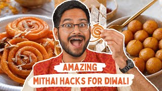 TESTING CRAZY DESI MITHAI HACKS...Do They Work?? 🤯 | Making Jalebi, Gulab Jamun & Kaju Roll at Home