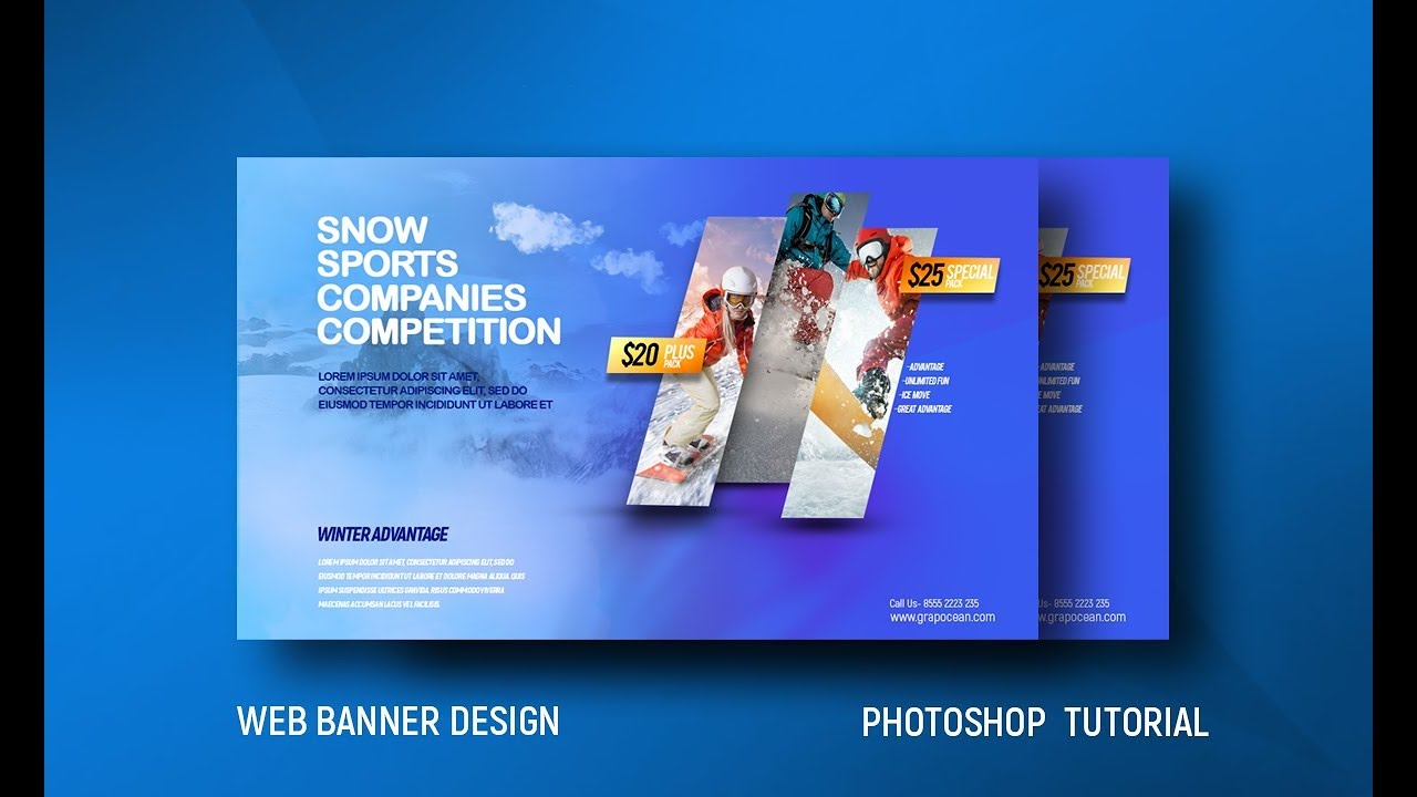 How to Create Advertisement Web Banner  Photoshop  Tutorial  YouTube