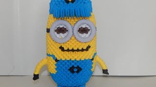 How to make 3d origami  Minion part2 (2-eye minion)