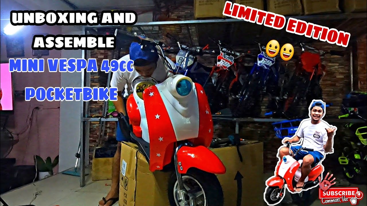 skorsten Politisk Watchful MINI VESPA 49cc POCKETBIKE UNBOXING AND ASSEMBLE , LIMITED EDITION . . /  buhay rider - YouTube