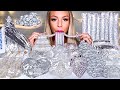 ASMR SILVER FOOD, GIANT HERSHEY KISS, EDIBLE SILVER LEAF, STAR JELLY, BOBA, SILVER HEART MUKBANG 먹방