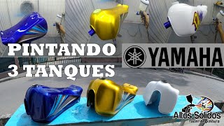 Pintando 3 tanques de Yamaha DT  painting 3 motorcycle tanks