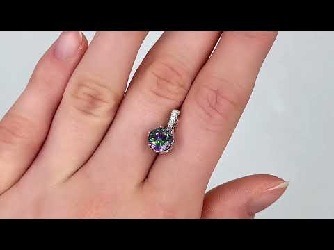 Срібний кулон розмір 15х8 мм вставка фіаніти колір містик вага 1.5 г, видео 1