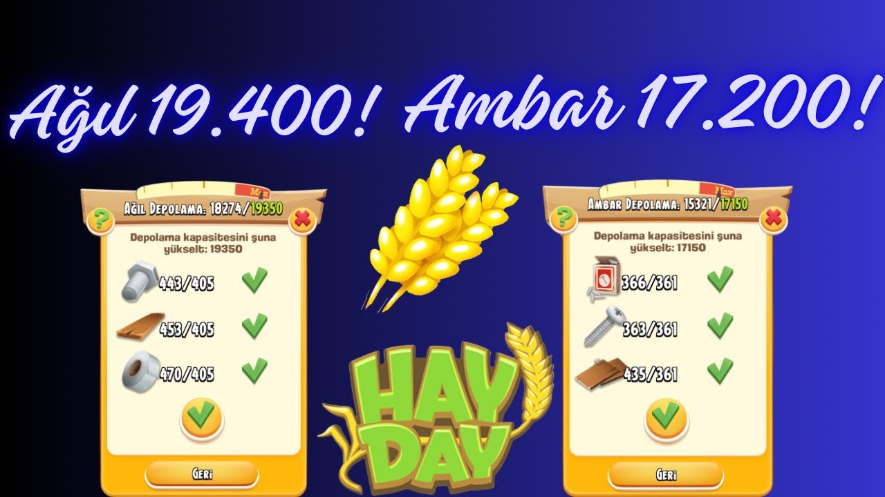 AĞIL 19.400 AMBAR 17.200, HAY DAY UMİT UYKU - YouTube