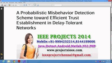 A Probabilistic Misbehavior Detection Scheme toward Efficient Trust Establishment in Delay Tolerant