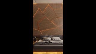 Gemetric Back Lit Wood Accent Wall