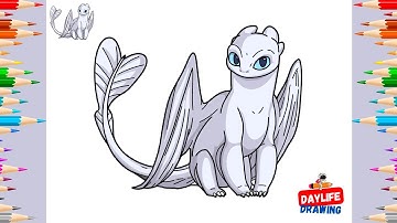 How to Draw Light Fury Step-by-Step | How to Train Your Dragon