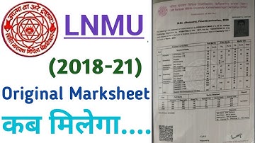 Lnmu part 3 original marksheet कब मिलेगा !