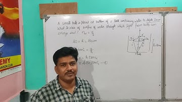 A small bulb is placed at bottom of a tank containing water to depth 80cm||Physics 12th Optics ncert