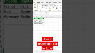 How to Underline Text in Excel #excelspreadsheet #exceltips #underline