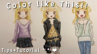 How I color my Drawings + Watercolor & Marker Tips + Clothes Drawing Ideas