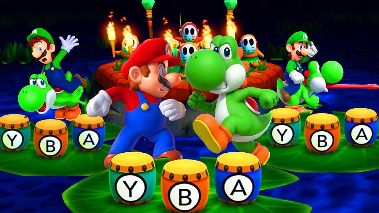 Mario Party The Top 100 - Lucky Boys Battles - Maario vs Yoshi vs Waluigi vs Luigi