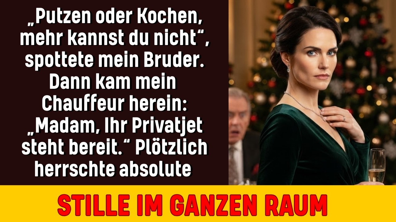 Ich habe jahrelang geschwiegen, während meine Familie mich als das Dienstmädchen behandelte. In dieser Weihnachtsnacht stand ich wieder mit einem Tablett in der Hand, während mein Bruder Daniel...