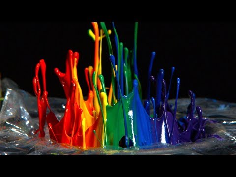 Rainbow Paint on a Speaker - 12,500fps - The Slow Mo Guys