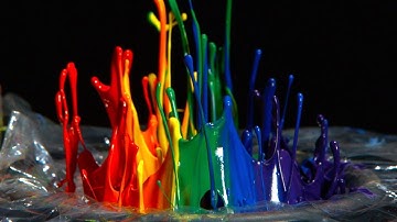 Rainbow Paint on a Speaker - 12,500fps - The Slow Mo Guys