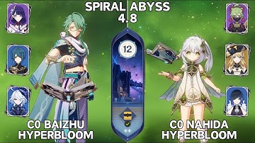 C0 Baizhu Hyperbloom & C0 Nahida Hyperbloom [4.8 Spiral Abyss - Floor 12]
