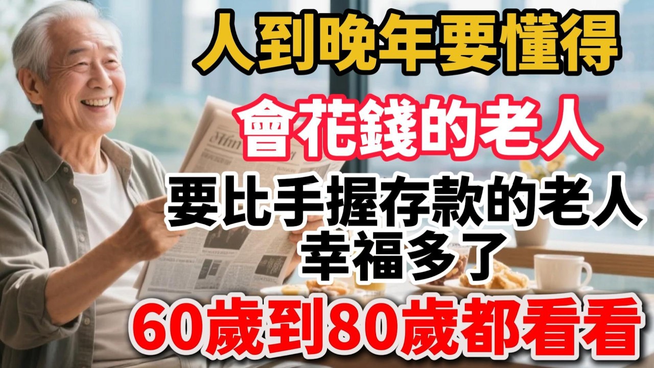 人到晚年要懂得，會花錢的老人，要比手握存款的老人幸福多了，60歲到80歲都看看【陽光晚年】#晚年生活 #中老年生活 #人生智慧 #生活經驗 #情感故事 #花錢 #存錢 #幸福人生