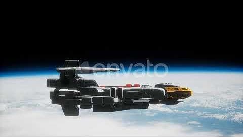 Futuristic Spaceship Near the Earth | Motion Graphics - Envato elements