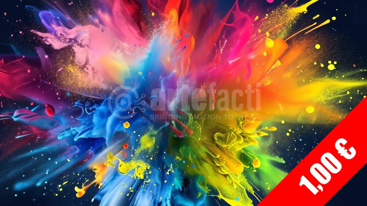 4K Stock Footage | Electric Rainbow Powder Explosion 34