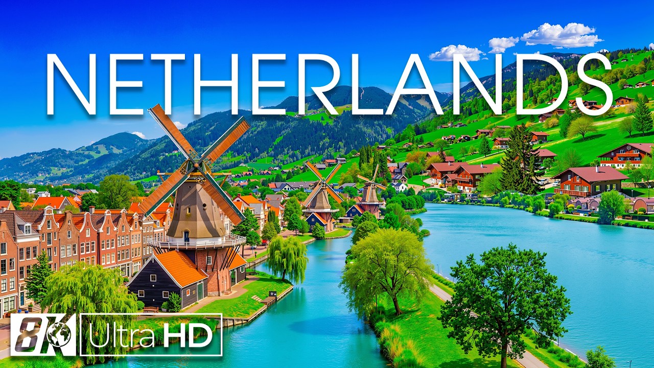 Нидерланды 8K | Ветряные мельницы, тюльпановые поля и безмятежные каналы – голландская мечта