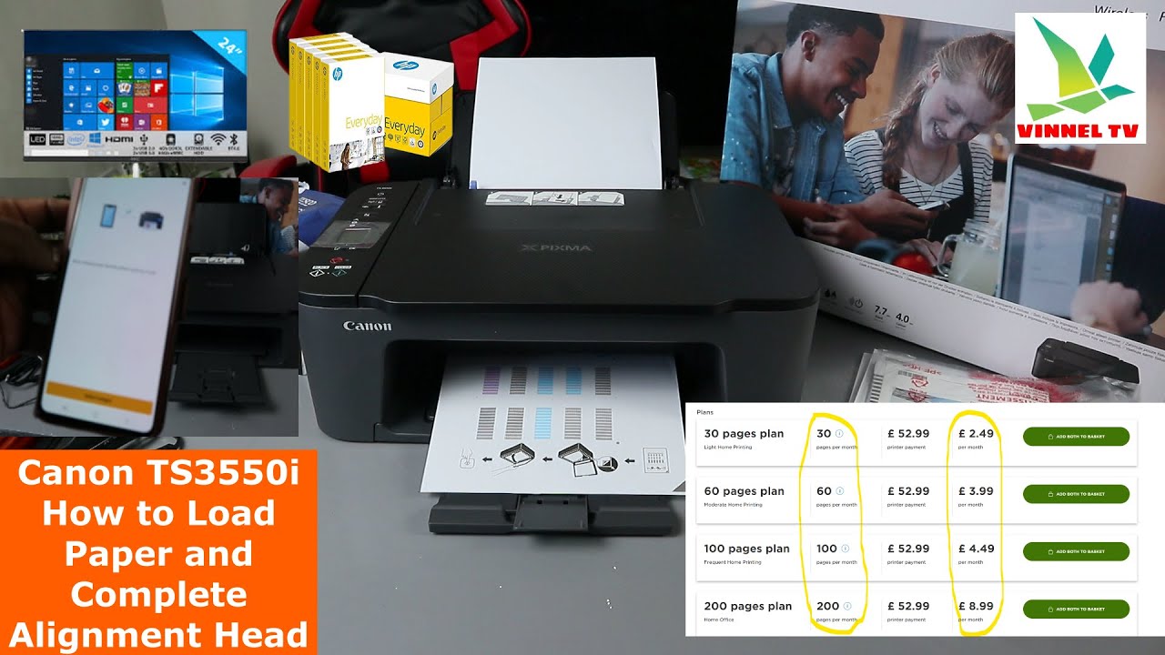 Canon TS3550i Alignment Complete How Paper - Head YouTube Load to and