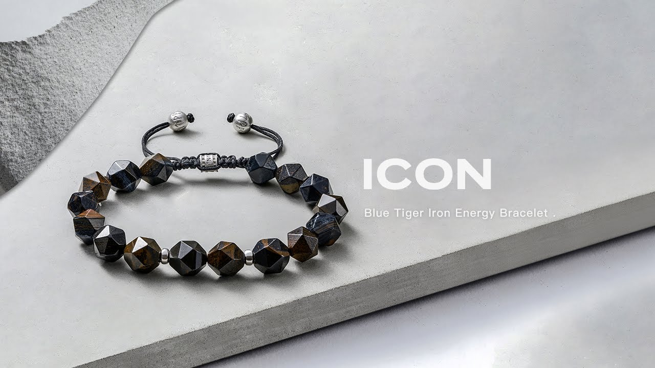 AWNL Men's Beaded Blue Tiger Iron Drawstring Bracelet