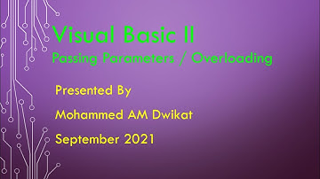 VB.net(2) - Passing parameters byref and byvalue / Overloading