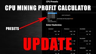 CPU MINING Profit Calculator UPDATED