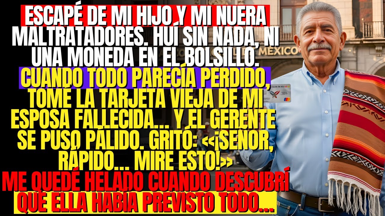 Escapé de mi hijo y mi nuera maltratadores — usé la tarjeta de mi esposa fallecida y el gerente…