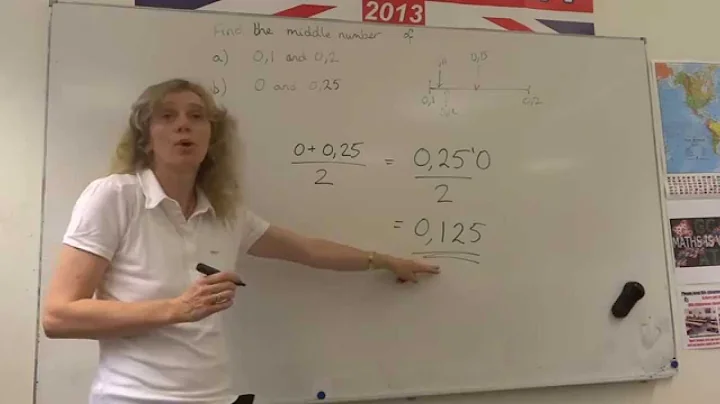Find the middle number of two numbers on the number line
