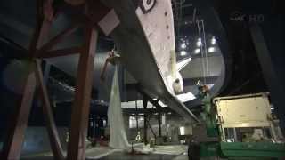 Shuttle Atlantis Unwrapped Revealed at Kennedy Visitor Center April 25, 2013
Protective shrink-wrap encasing space shuttle Atlantis was removed on April 25, 2013 revealing the iconic orbiter in its new home at NASAs Kennedy Space Center Visitor Complex in Florida. Shortly after Atlantis moved to the Visitor Complex from Kennedy in November 2012, the covering was installed to protect the vehicle during construction of the Space Shuttle Atlantis exhibit. Within the next few weeks, the payload bay doors are set to be opened and the robotic arm installed to showcase Atlantis as if it were flying in space. The grand opening of Space Shuttle Atlantis is set for June 29, 2013. Shuttle Atlantis Unwrapped Revealed at Kennedy Visitor Center April 25, 2013