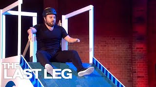 Alex Brooker Goes Flying Down An Accessible Slip And Slide The Last Leg