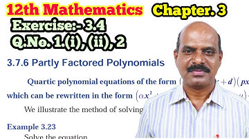 12th Exercise 3.4 Q.No 1 (i), (ii), 2 | Chapter 3 | 12th Mathematics | TN New Syllabus 2019 |