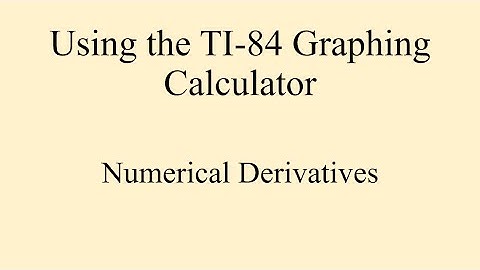 Numerical Derivatives