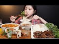 SUB)숯불향 가득 분짜에 매운 해산물볶음밥 먹방 ! (ft.스프링롤 짜조 새우롤) Buncha Spicy seafood fried rice mukbang ASMR