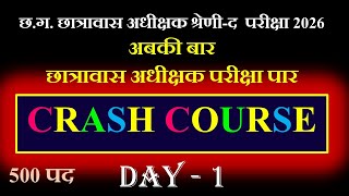 CG Hostel warden exam 2026/ छग की 2026 में आने वाली परीक्षा / छात्रावास अधीक्षक परीक्षा 2026