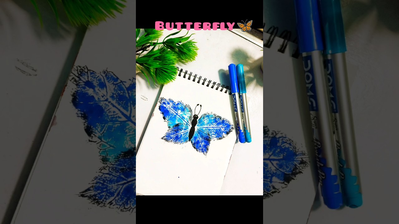 Butterfly painting with Leaf😱 || easy butterfly painting 