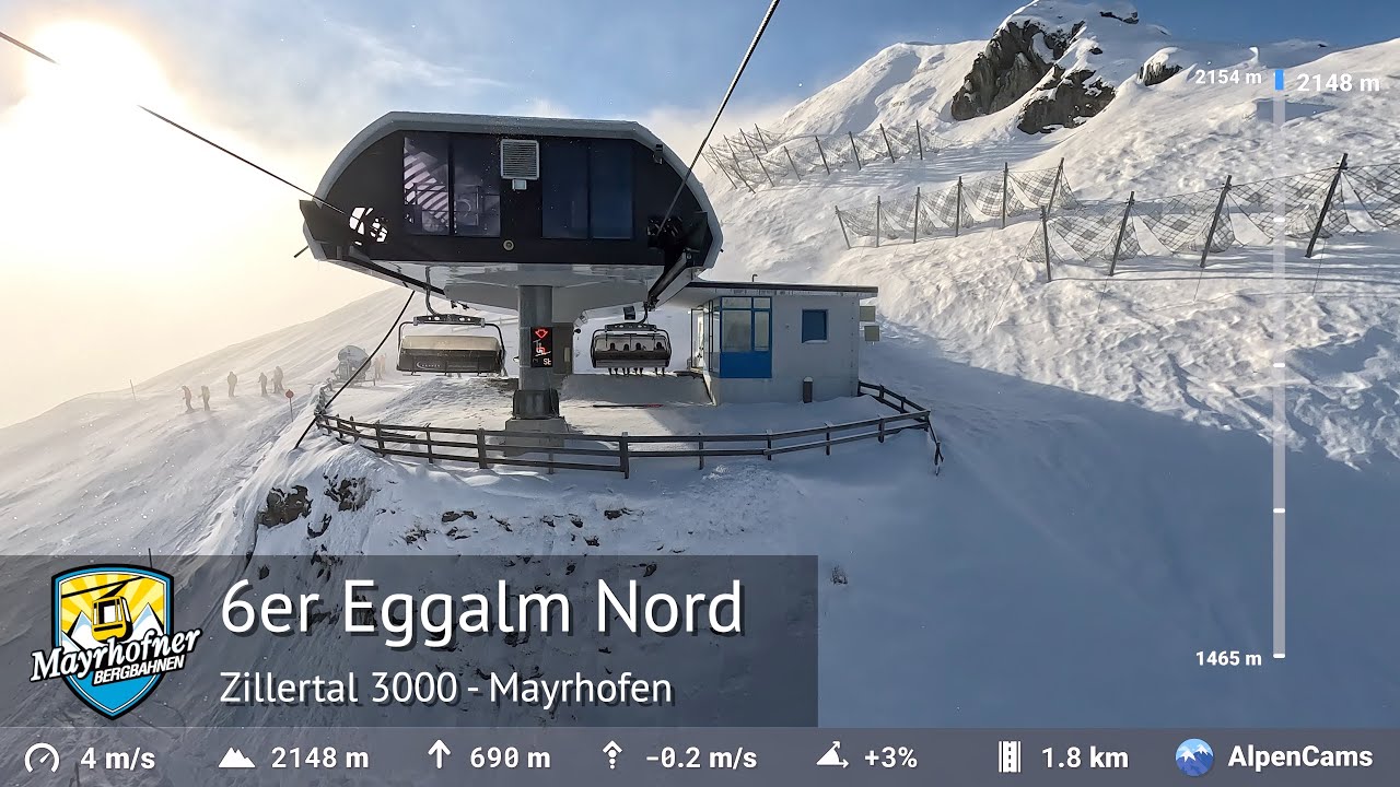 6er Eggalm Nord Ski Lift Full Ride - Mayrhofen (Zillertal 3000) | Построен компанией Doppelmayr в...