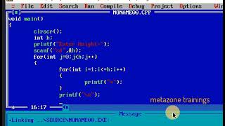 C Unit9 Q9 Solution : Implementing Reverse Pyramid Pattern in Turbo C | C Programming Tutorial