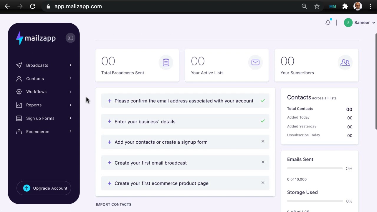 [Mailzapp] 02 Dashboard