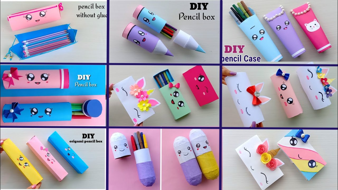 How to make paper pencil box / DIY origami pencil box / paper pencil