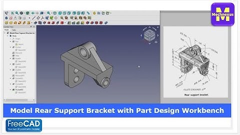 Model Rear Support Bracket with FreeCAD Part Design Workbench | FreeCAD Tutorial | Mechnexus |