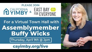 We’re thrilled to have hosted a virtual town hall state with
assemblymember buffy wicks and east bay for everyone on thursday,
april 9, provide updates on...